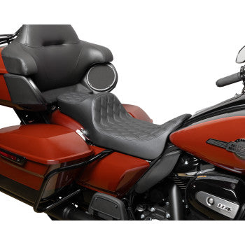 DRAG SPECIALTIES Predator III Seat - Extended Reach - Double Diamond - Black - FLH/FLT '08-'24 0801-1923