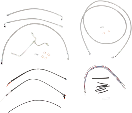 BURLY BRAND Handlebar Cable/Brake Line Kit - Complete - 15" Ape Hanger Handlebars - Stainless Steel B30-1118