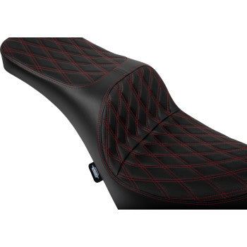 DRAG SPECIALTIES SEATS Freedom Seat - Vinyl - Double Diamond Red Stitch - FL/FX '18-'25 0802-1689
