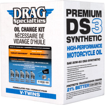 DRAG SPECIALTIES OIL Full Synthetic Oil Change Kit - 20W50 - M8 - Chrome Filter 3601-1041