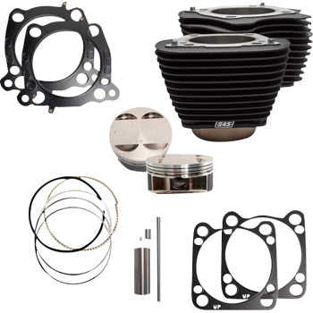 S&S CYCLE Cylinder Kit - 4.375" Stroke - Wrinkle Black w/o Highlights - M8 910-0681A