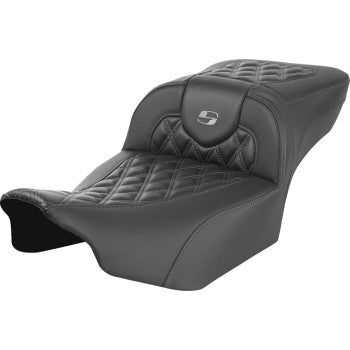 SADDLEMEN Roadsofa™ Extended Reach Seat - without Backrest - Lattice Stitch - Dark Gray Stitch - FL/FX '23-'24 823-07-20702