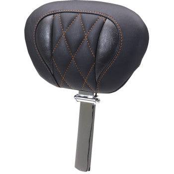 MUSTANG Deluxe Driver Backrest - Diamond - Mandarin Orange Stitching - FLT/FLH '23-'25 89460MO