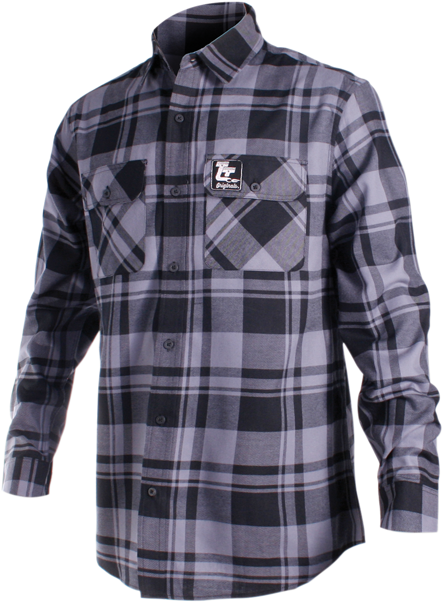 THROTTLE THREADS Long-Sleeve Flannel Shirt - Gray/Black - 2XL TT636S68GY2R