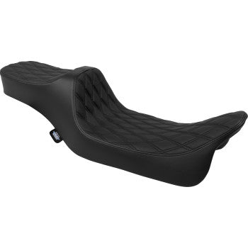 DRAG SPECIALTIES Predator III Seat - Extended Reach - Double Diamond - Black - FLH/FLT '08-'24 0801-1923