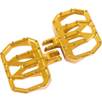 THRASHIN SUPPLY CO. Mini Aggressor Floorboards - Gold - Front TSC-2031-5-SF