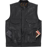 THRASHIN SUPPLY CO. Mulholland Leather Riding Vest - Black - 3XL TMJ-14-13