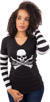 LETHAL THREAT Women's Long-Sleeve Stripe T-Shirt - Black/White - Small LA20645S