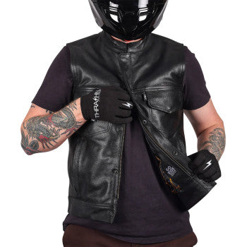 THRASHIN SUPPLY CO. Mulholland Leather Riding Vest - Black - 3XL TMJ-14-13