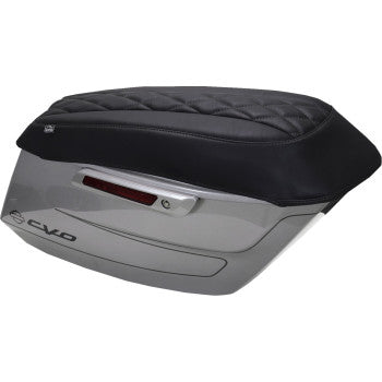MUSTANG Deluxe Diamond Saddlebag Lid Cover - Black w/ Black Stitch - FLH/FLT '23-'25 88470
