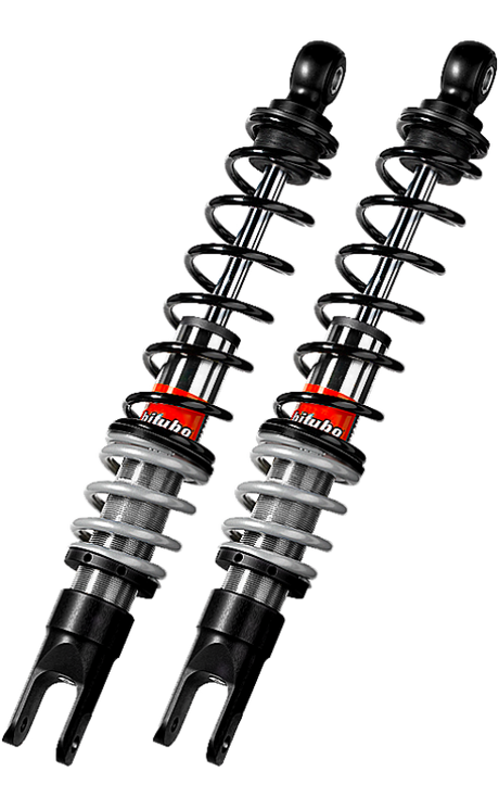 Bitubo YGB0 Twinshocks Rear Adjustable: Spring Preload,  Red And Black Springs
