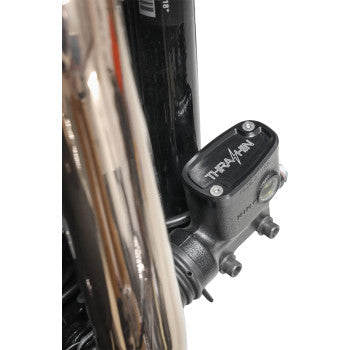 THRASHIN SUPPLY CO. Brake Reservoir Cap - Rear - Black - Twice Cut - '18+ Softail TSC-3177-4