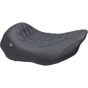 MUSTANG Wide Tripper™ Seat - Solo - Sky Blue Stitching - FLT/FLH '23-'25 88503SB