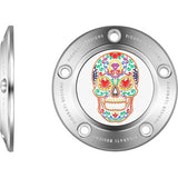 FIGURATI DESIGNS Timing Cover - 5 Hole - Sugar Skull - Mirror Polished - Stainless Steel FD30-TC-5H-SS
