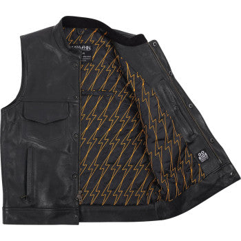 THRASHIN SUPPLY CO. Mulholland Leather Riding Vest - Black - 3XL TMJ-14-13