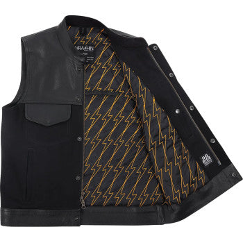 THRASHIN SUPPLY CO. Kanan Leather/Denim Riding Vest - Black - Medium TMJ-13-09
