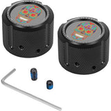 FIGURATI DESIGNS Axle Nut Cover - Front - Stainless Steel - Sugar Skull - Black  FD30-FAC-BLK