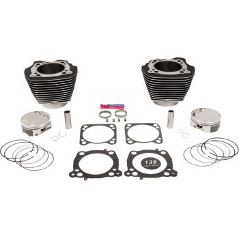 S&S CYCLE 136" Cylinder Kit - 4.625" Stroke - Wrinkle Black w/Highlighted Fins - M8 910-0848A