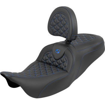 SADDLEMEN Seat Roadsofa Tri Gripper W/ Blue Stitch 808-07B-210B1