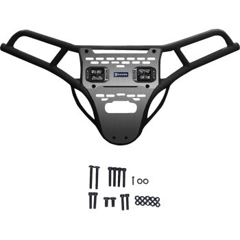 RAVEK Front Bumper/Skid Plate with Amber Lights - Black - RZR XP 1000 64-317BKLA