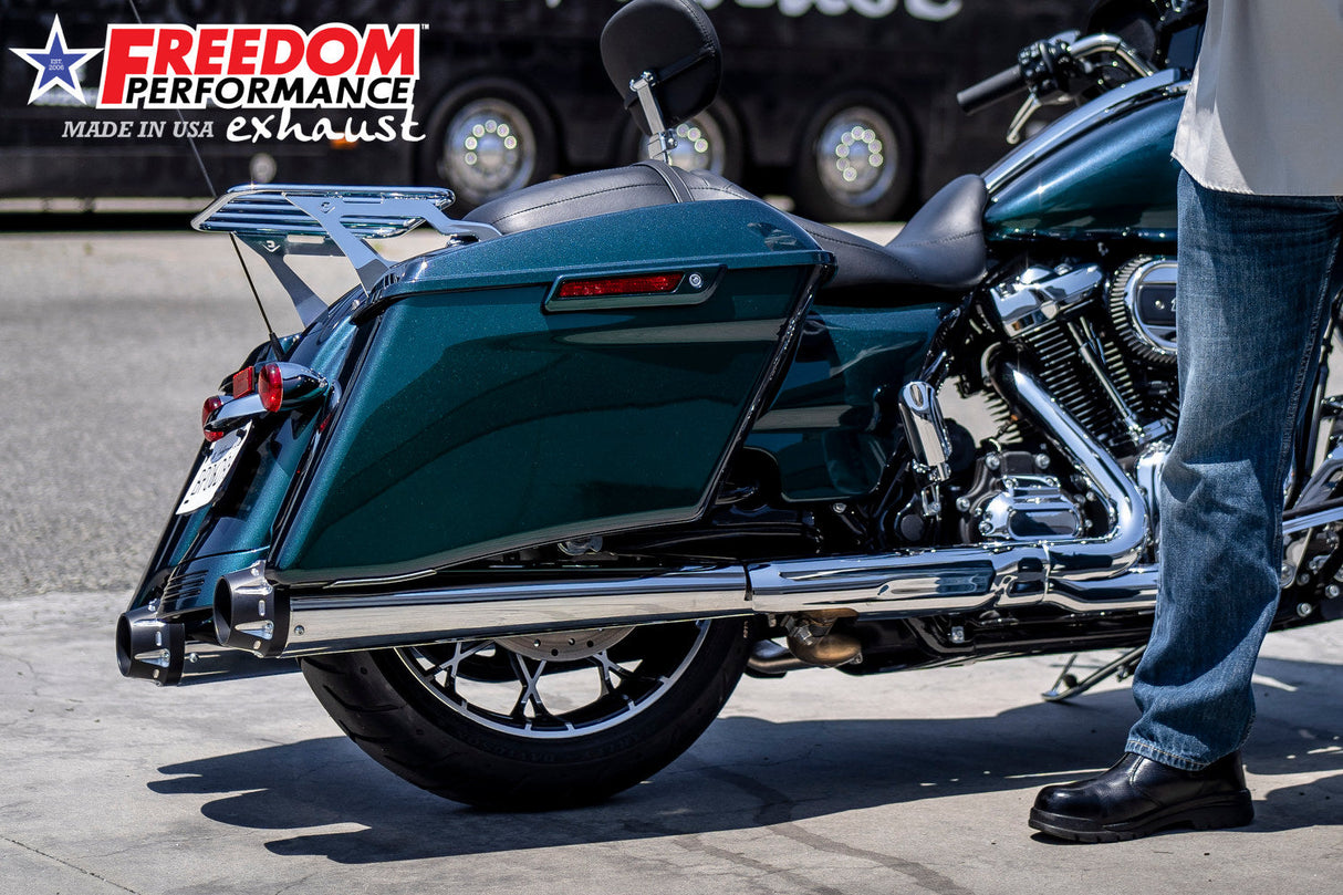 HARLEY TOURING AMERICAN OUTLAW & COMBAT FLUTED 4.5" MEGAPHONE SLIP-ONS BUNDLE 1995-PRESENT