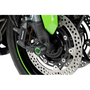 PUIG HI-TECH PARTS Axle Sliders - Front - Black - Pair - Kawasaki 21838N