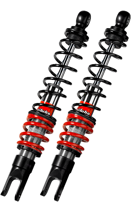 Bitubo YGB0 Twinshocks Rear Adjustable: Spring Preload,  Red And Black Springs