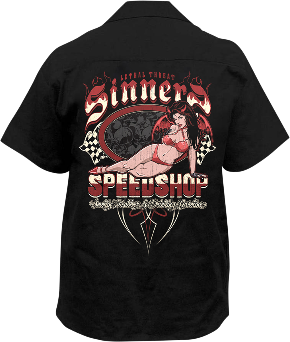 LETHAL THREAT Sinners Speedshop Shirt - Black - Medium HW50215M