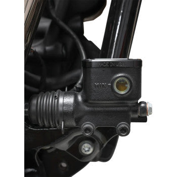 THRASHIN SUPPLY CO. Brake Reservoir Cap - Rear - Black - Twice Cut - '18+ Softail TSC-3177-4