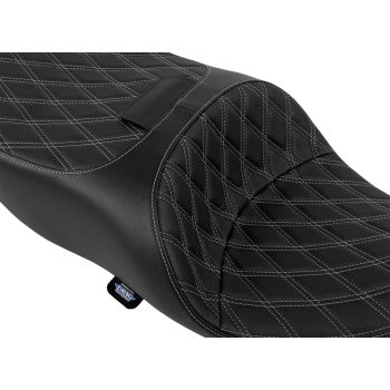 DRAG SPECIALTIES SEATS Freedom Seat - Vinyl - Double Diamond Silver Stitch - FLRT/FLTRT '15-'25 0801-2335