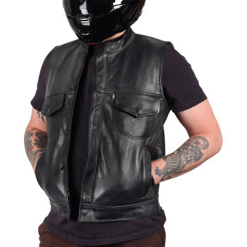 THRASHIN SUPPLY CO. Mulholland Leather Riding Vest - Black - 3XL TMJ-14-13