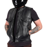 THRASHIN SUPPLY CO. Mulholland Leather Riding Vest - Black - 3XL TMJ-14-13