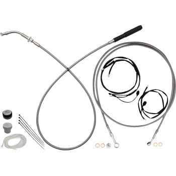 FAT BAGGERS INC. EZ Install Kit - 16" Handlebars - Upper Clutch - Full Length - Braided Stainless Steel 249916