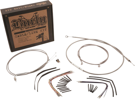 BURLY BRAND Handlebar Cable/Brake Line Kit - Complete - 16" Ape Hanger Handlebars - Stainless Steel B30-1128