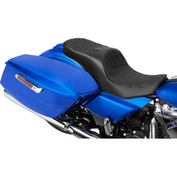 DRAG SPECIALTIES SEATS Forward Position Freedom Seat - Vinyl/Solar Leather - Black Double Diamond Stitch - FLH/FLT '23-'25 0801-2184