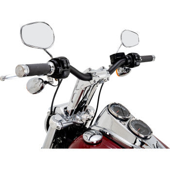 PERFORMANCE MACHINE (PM) Phatbar & Riser Kit - Internal Wiring/Gauge Mount Holes - 9" - Chrome 0208-2195M-CH