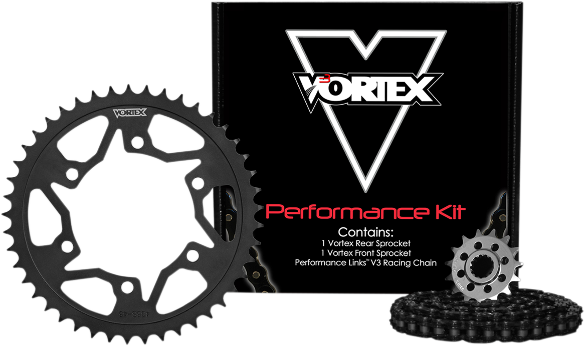 VORTEX Chain and Sprocket Kit - WSS - Black - Kawasaki Ninja 400 CK6465