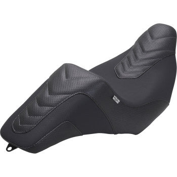 MUSTANG Kodlin Signature Series Squareback™ Seat - Black w/ Gunmetal Stitch - FLH/FLT '23-'24 76324GM