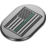 FIGURATI DESIGNS Antenna Cover - Left Rear Fender - Green Line American Flag - Chrome  FD72-AC-BLK-LT