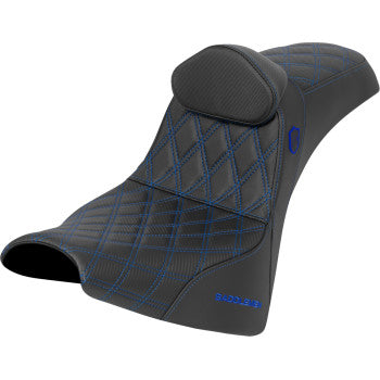 SADDLEMEN Pro Series SDC Performance Seat - w/ Backrest - Blue Stitch - Gripper - FXBB/FXST '18-'25 SC81830DB1