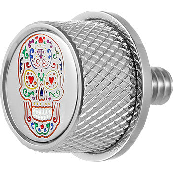 FIGURATI DESIGNS Seat Mounting Knob - Stainless Steel - Sugar Skull FD30-SEAT-SCREW-SS