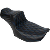 LE PERA Tailwhip Daddy Long Legs Seat - Blue Double Diamond Stitch - FLH/FLT '23-'24 LV-587DLDD-BE01