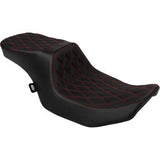 DRAG SPECIALTIES Predator 2-Up Seat - Vinyl - Double Diamond Red Stitch - w/o Backrest - FLTR/FLHX '23-'24 0801-1950