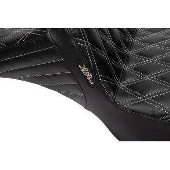LE PERA Tailwhip Daddy Long Legs Seat - Gray Double Diamond Stitch - FLH/FLT '23-'24 LV-587DLDD-GY01