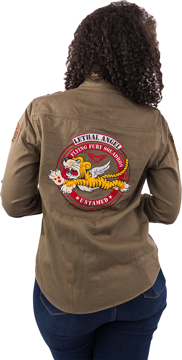 LETHAL THREAT Women's Untamed Long-Sleeve Shirt - Army Green - Medium LA60125M