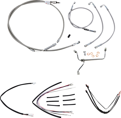 BURLY BRAND Handlebar Cable/Brake Line Kit - Complete - 16" Ape Hanger Handlebars - Stainless Steel B30-1153