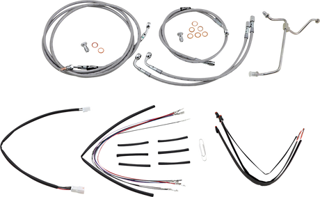 BURLY BRAND Handlebar Cable/Brake Line Kit - Complete - 18" Ape Hanger Handlebars - Stainless Steel B30-1157