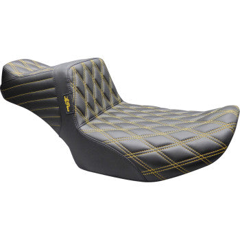 LE PERA Tailwhip Daddy Long Legs Seat - Double Diamond - Gold Stitch - FLT/FLH '23-'26  LV-587DLDD-GD02