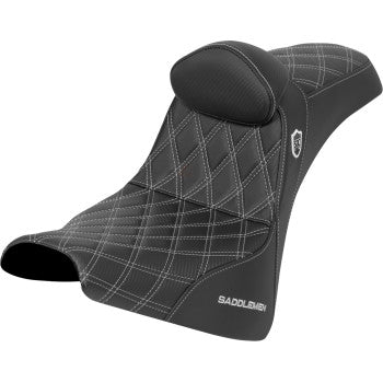 SADDLEMEN Pro Series SDC Performance Seat - w/ Backrest - Silver Stitch - Gripper - FXBB/FXST '18-'25 SC81830DB5
