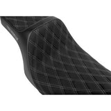 SLYFOX High Noon Seat - Double Diamond - Silver Logo - Silver Stitch - FLH/FLT '08-'25 4710D-SlyFox
